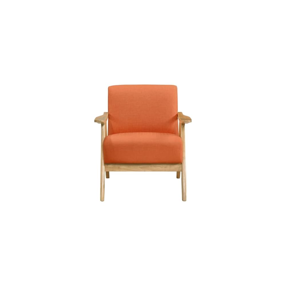 Modern Faux Leather Accent Chair with Cushion Back and Seat, Walnut Finish Solid Rubberwood, Stylish Comfort for Living Room, Home Decor, Upholstered Furniture