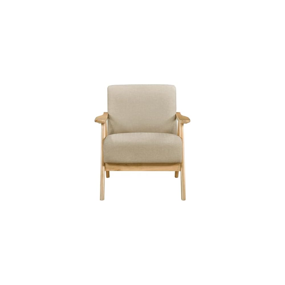 Modern Faux Leather Accent Chair with Cushion Back and Seat, Walnut Finish Solid Rubberwood, Stylish Comfort for Living Room, Home Decor, Upholstered Furniture