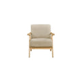 Modern Faux Leather Accent Chair with Cushion Back and Seat, Walnut Finish Solid Rubberwood, Stylish Comfort for Living Room, Home Decor, Upholstered Furniture