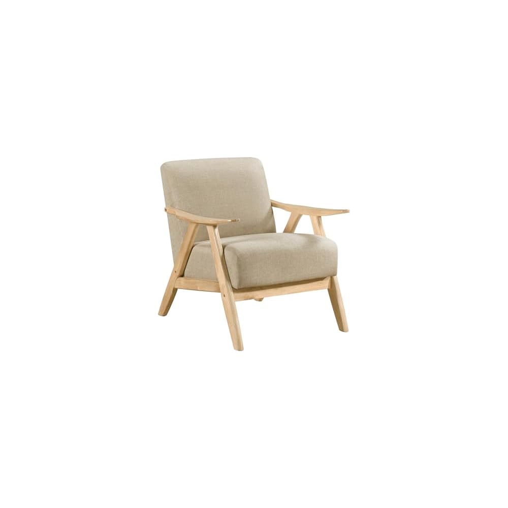 Modern Faux Leather Accent Chair with Cushion Back and Seat, Walnut Finish Solid Rubberwood, Stylish Comfort for Living Room, Home Decor, Upholstered Furniture