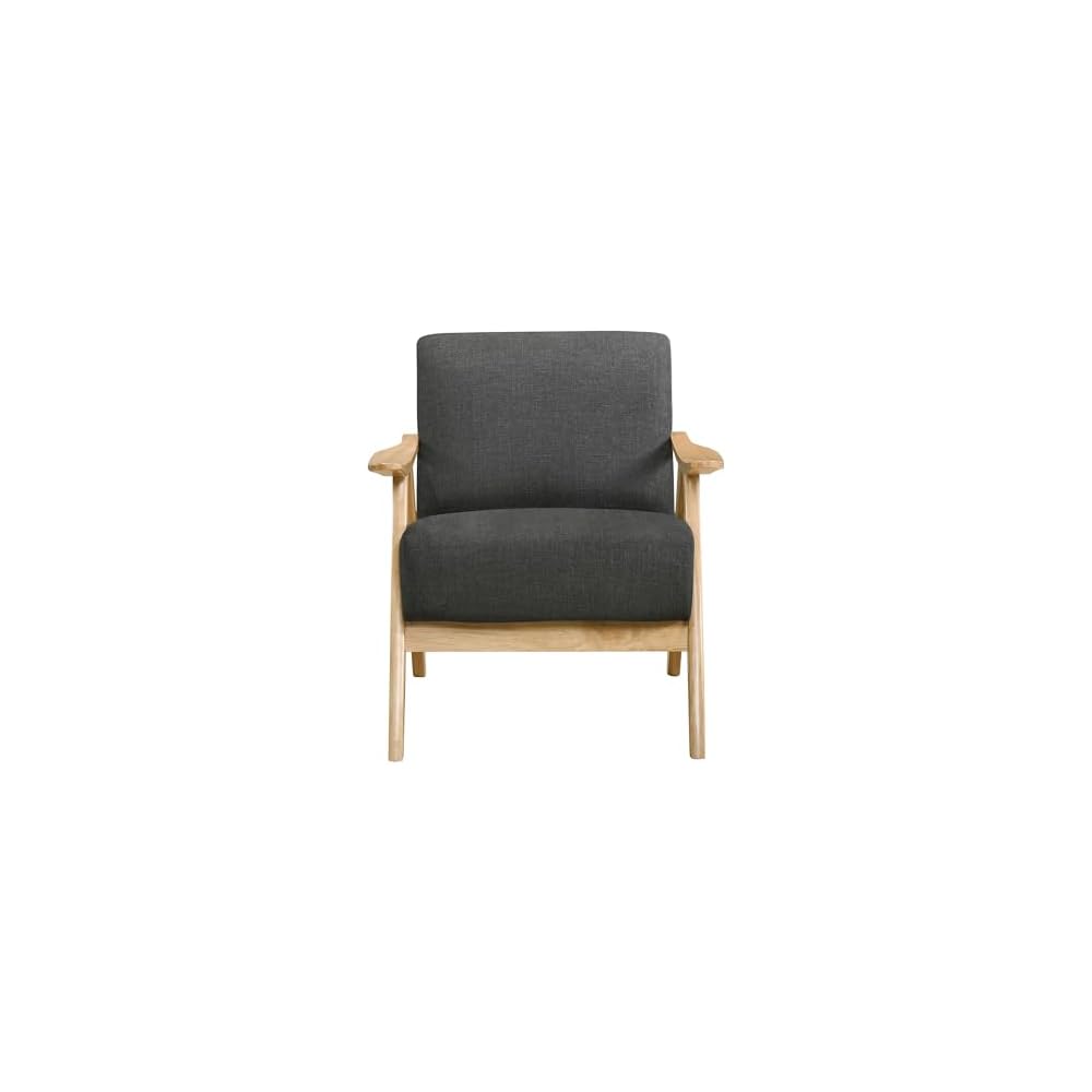 Modern Faux Leather Accent Chair with Cushion Back and Seat, Walnut Finish Solid Rubberwood, Stylish Comfort for Living Room, Home Decor, Upholstered Furniture