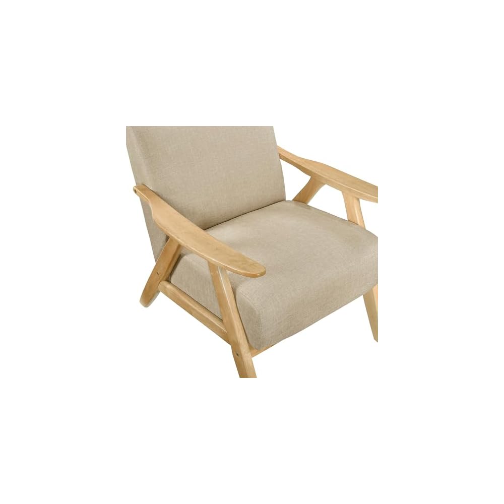 Modern Faux Leather Accent Chair with Cushion Back and Seat, Walnut Finish Solid Rubberwood, Stylish Comfort for Living Room, Home Decor, Upholstered Furniture
