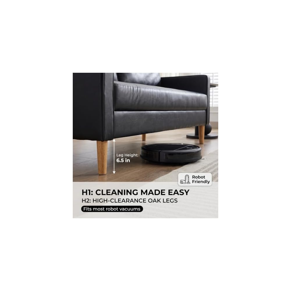 STHOUYN Faux Leather Loveseat, 2 Seater Couch, Living Room Office, Black