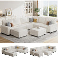 Legend Vansen Oversized Modular Sectional Sofa,U/L‑Shaped Reversible Couch with Ottoman,Deep Seat Corduroy Sofa for Living Room,8‑Seater,Cream